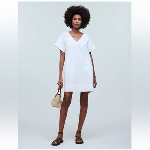 Madewell V-Neck Mini Shirtdress 100% Cotton Lined Pockets short sleeved airy NEW